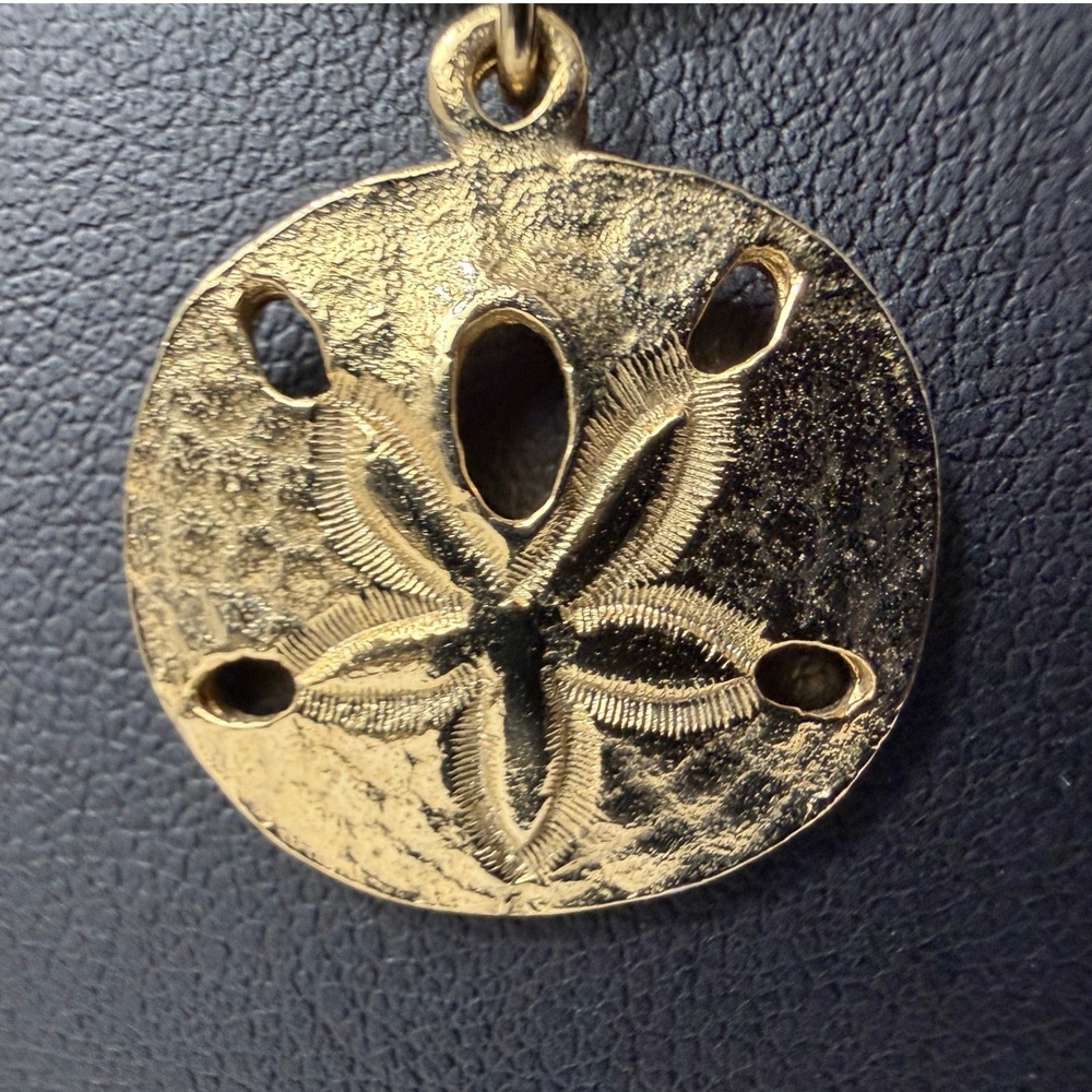 Vintage Sand Dollar Necklace Coastal Summer Gold Tone
